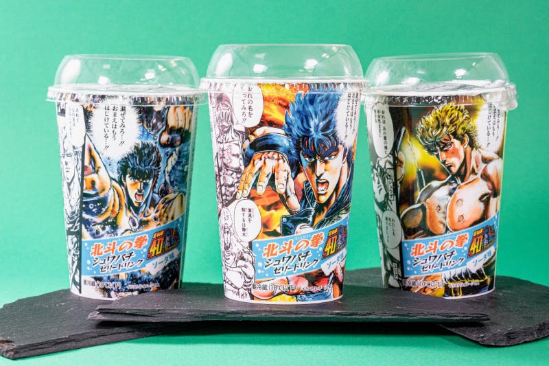 “Fist of the North Star Schwapachi Jelly Drink” available exclusively at FamilyMart stores nationwide! ~Try mixing it up...!! You're already bursting with it...!!~